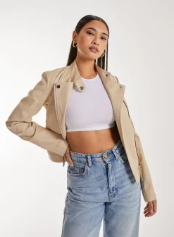 Faux PU Leather Biker Jacket