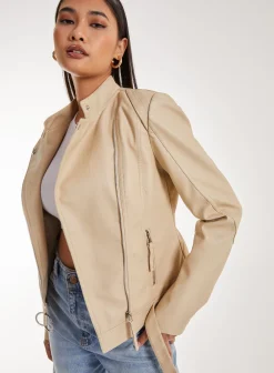 Faux PU Leather Biker Jacket