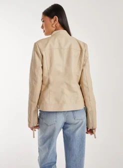 Faux PU Leather Biker Jacket