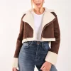Faux Shearling Collar Cropped Jacket