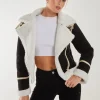 Faux Shearling Collar Zip Jacket