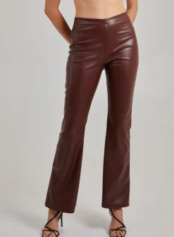 Flare Leather Look Trousers