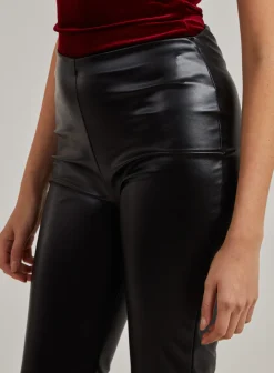Flare Leather Look Trousers