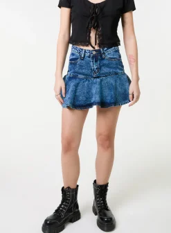 Flippy Denim Mini Skirt With Shorts