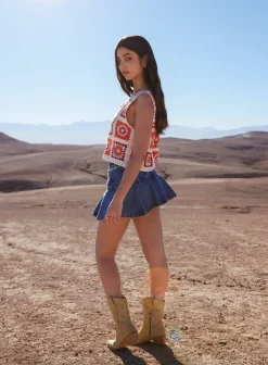 Flippy Denim Mini Skirt With Shorts