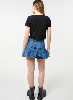 Flippy Denim Mini Skirt With Shorts