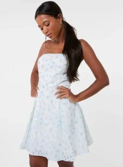 Floral Bandeau Pleat Front Skirt Dress