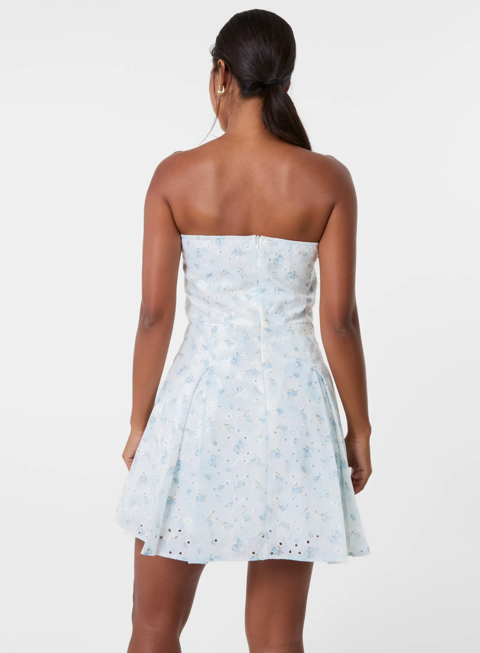 Floral Bandeau Pleat Front Skirt Dress