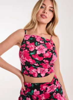 Floral Ruched Cami Top