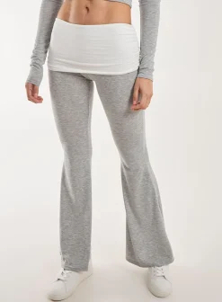 Fold Over Two Tone Flared Leggings