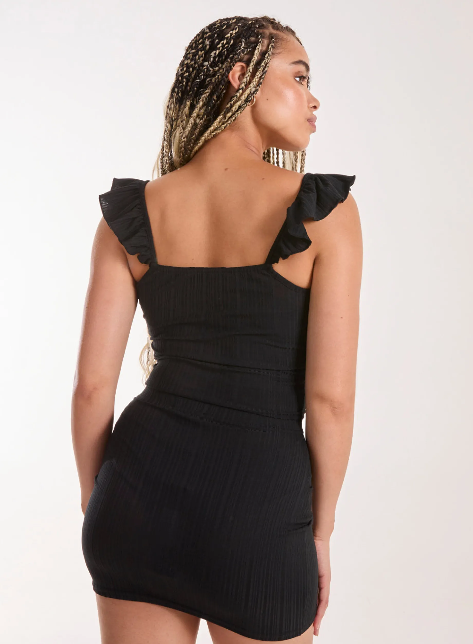 Frill Strap and Trim Crop Top