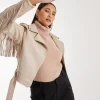 Fringed Cropped PU Jacket