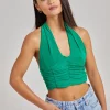 Gathered Halter Neck Slinky Top
