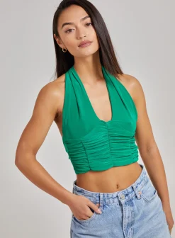 Gathered Halter Neck Slinky Top