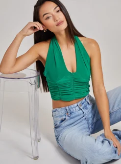 Gathered Halter Neck Slinky Top