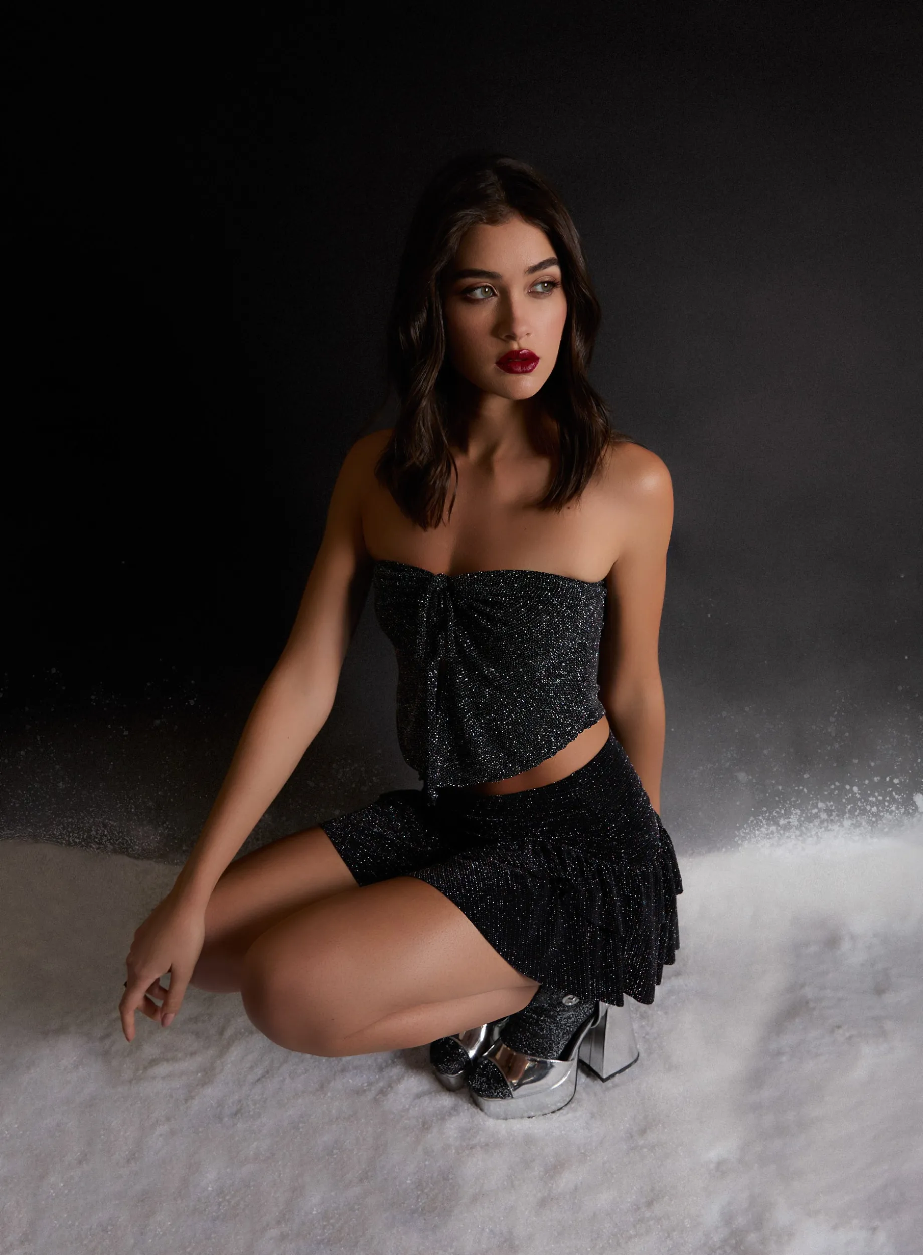 Glitter Key Hole Crop Top