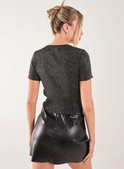Glitter Lurex Crew Neck Top