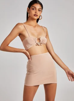 Gold Trim Slinky Crop Top