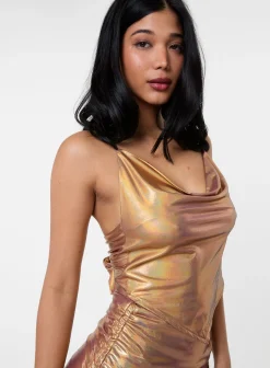 Handkerchief Cowl Tie Back Crop Top