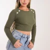 Heart Embellishment Rib Knit Top