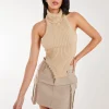 High Neck Chunky Knit Halter Top