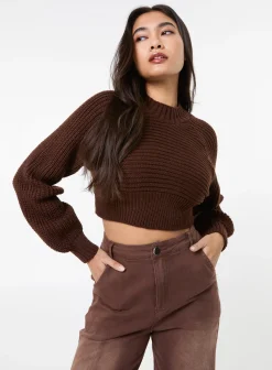 High Neck Knitted Crop Jumper