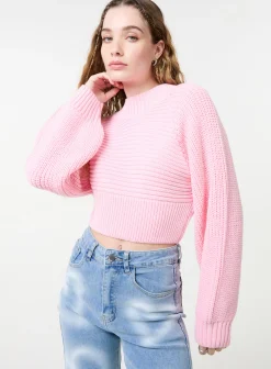 High Neck Knitted Crop Jumper