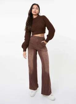 High Neck Knitted Crop Jumper