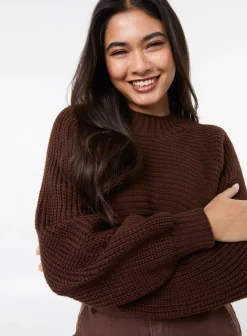 High Neck Knitted Crop Jumper