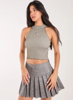 High Neck Logo Detail Racer Top
