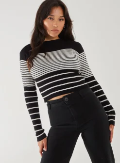 High Neck Mixed Stripe Jumper