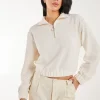 High Neck Zip Up Cropped Sweatshirt