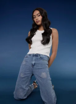 High Waist Glitter Jeans