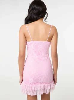 Lace Cami Ruffle Mini Dress