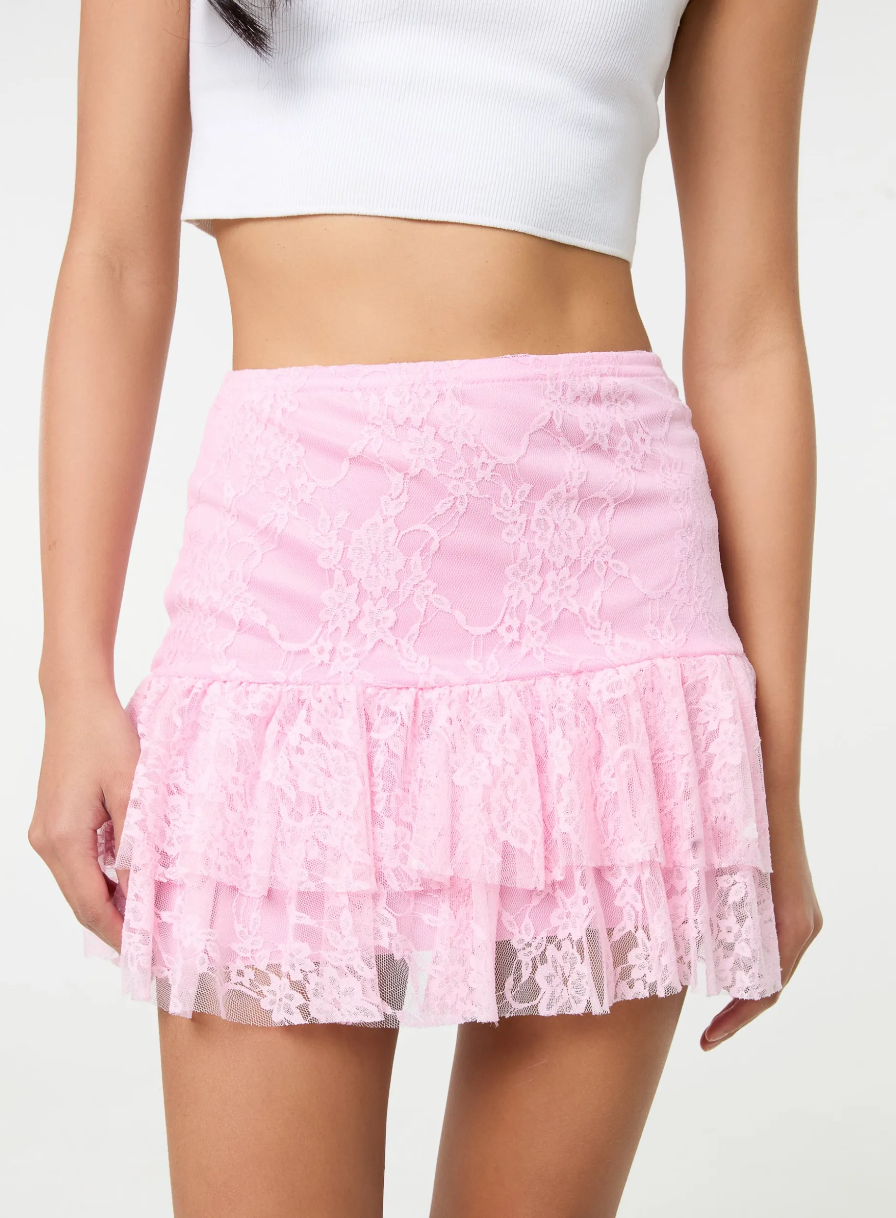 Lace Ruffle Mini Skirt