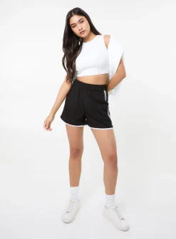 Lace Trim Stripe Shorts