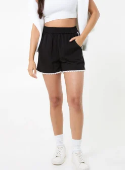 Lace Trim Stripe Shorts