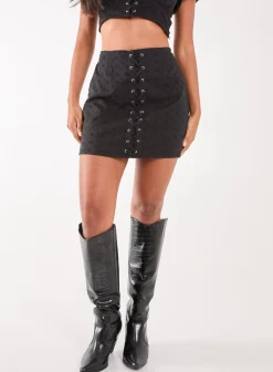 Lace Up Mini Skirt