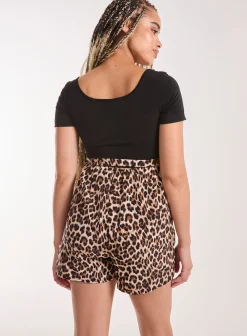 Leopard Bow Detail Mini Playsuit