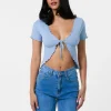 Lettuce Hem Tie Front Top