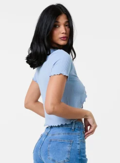 Lettuce Hem Tie Front Top