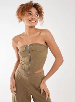 Linen Cargo Corset Top