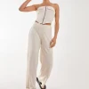 Linen Straight High Waist Trousers