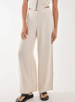 Linen Straight High Waist Trousers