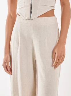 Linen Straight High Waist Trousers