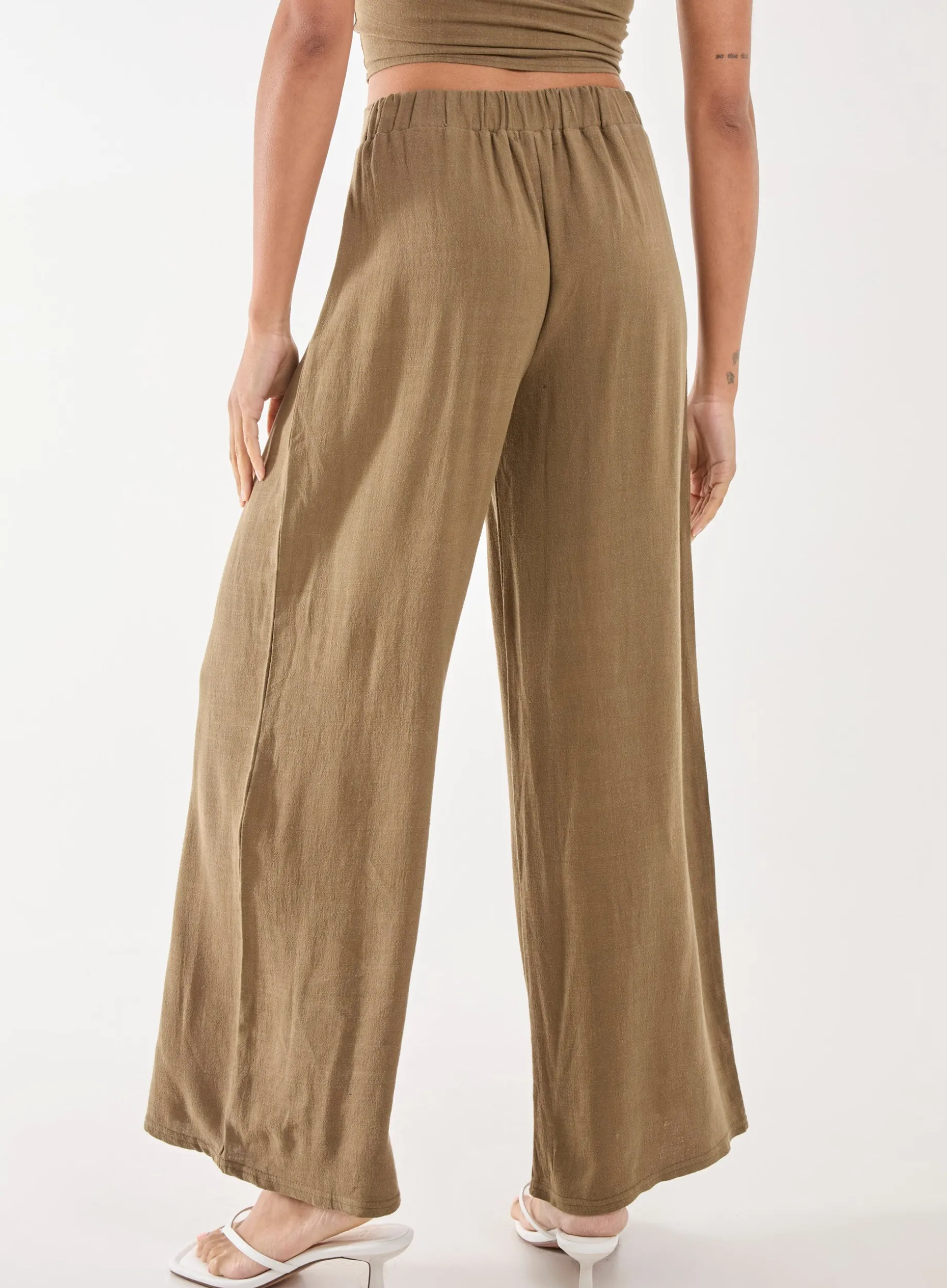 Linen Straight High Waist Trousers