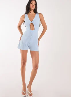 Linen Style Twist Front Playsuit