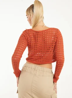 Long Sleeve Crochet Top