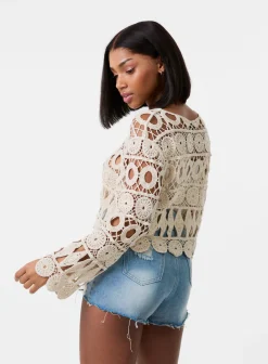 Long Sleeve Crochet Top