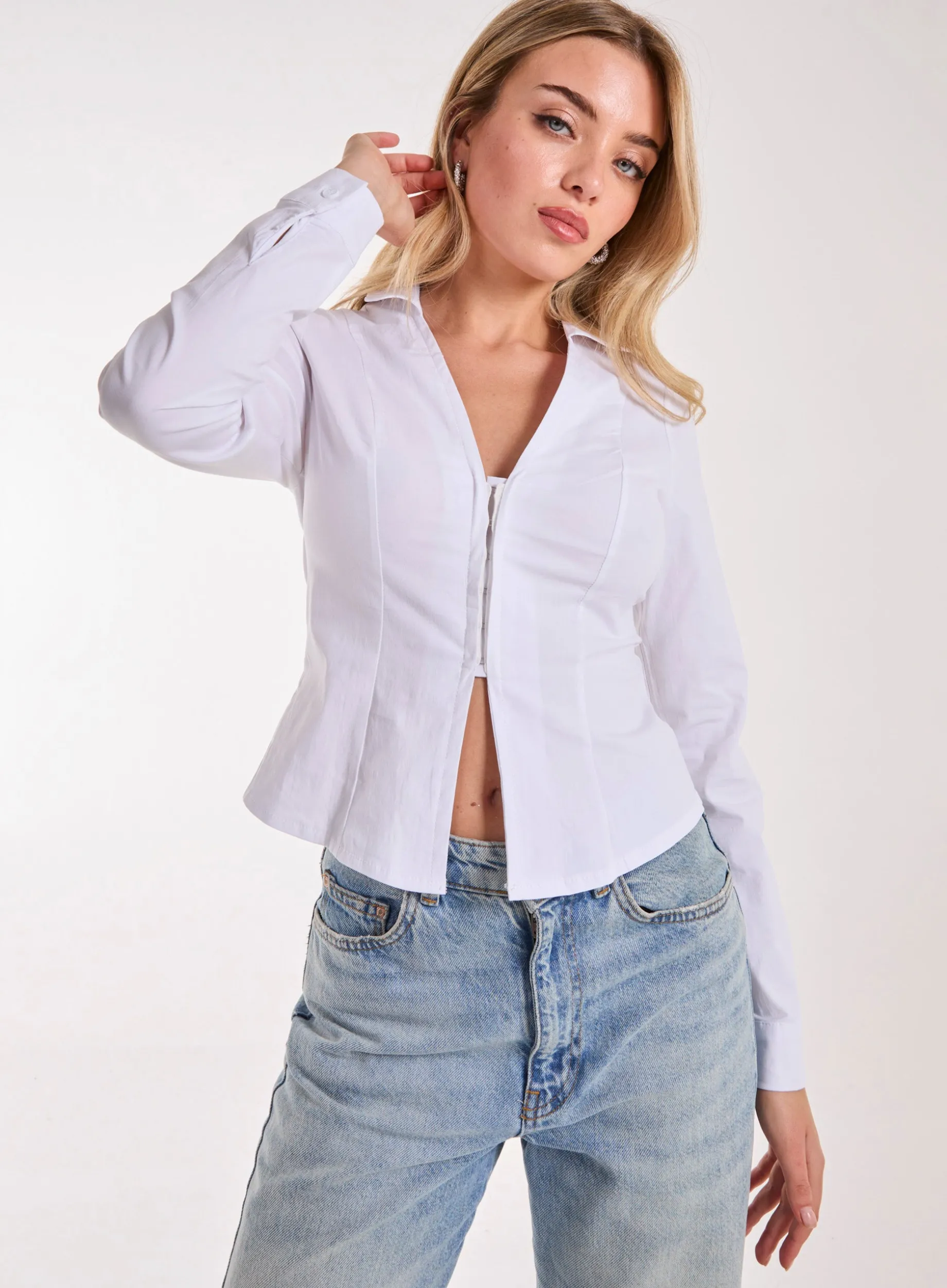 Long Sleeve Hook and Eye Shirt